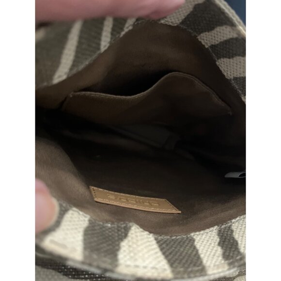 Chico’s Woven Zebra Pattern Crossbody Bag Adjustable Strap Tan & Dark Taupe - Picture 7 of 7